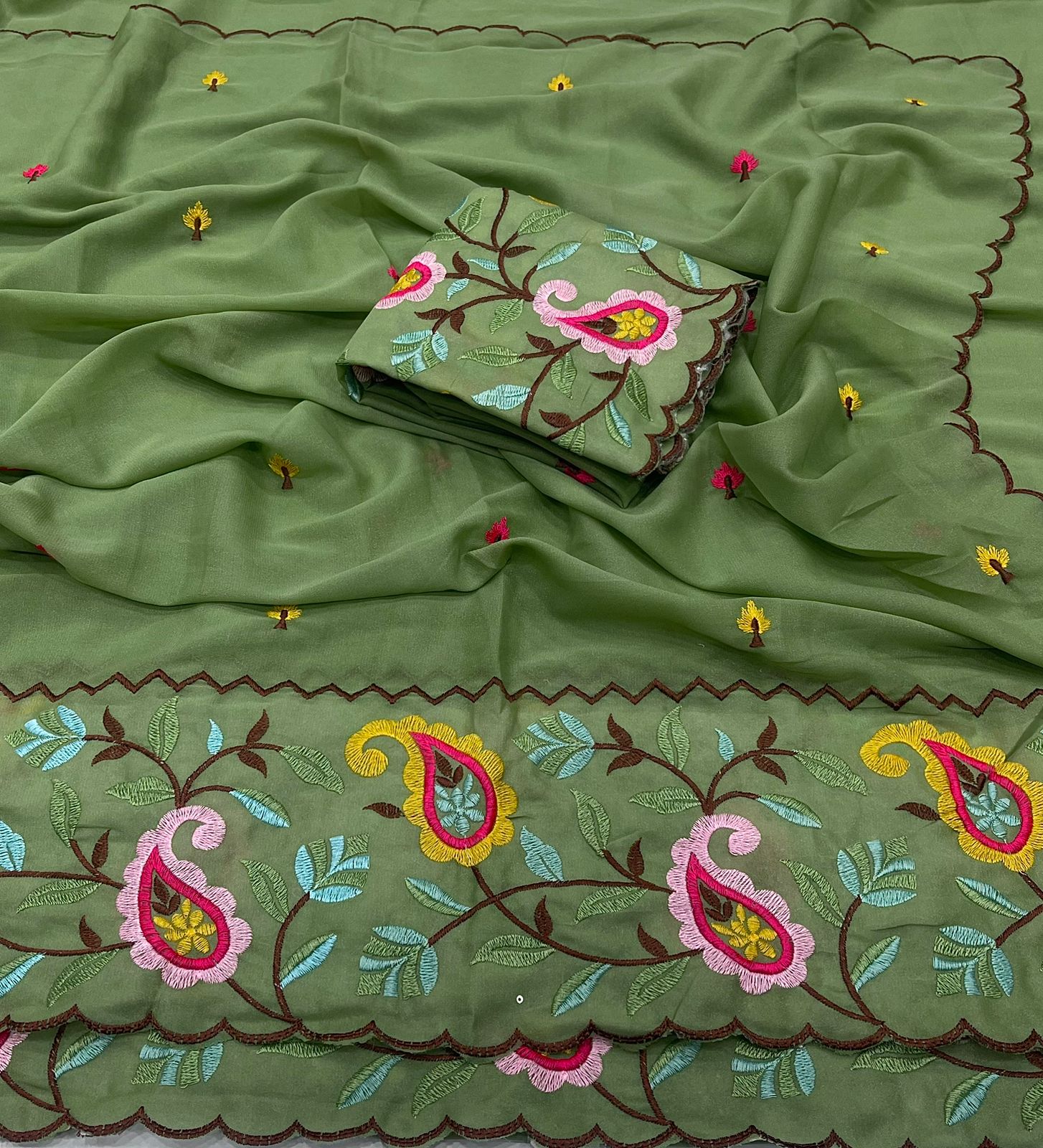 Embroidered work Saree