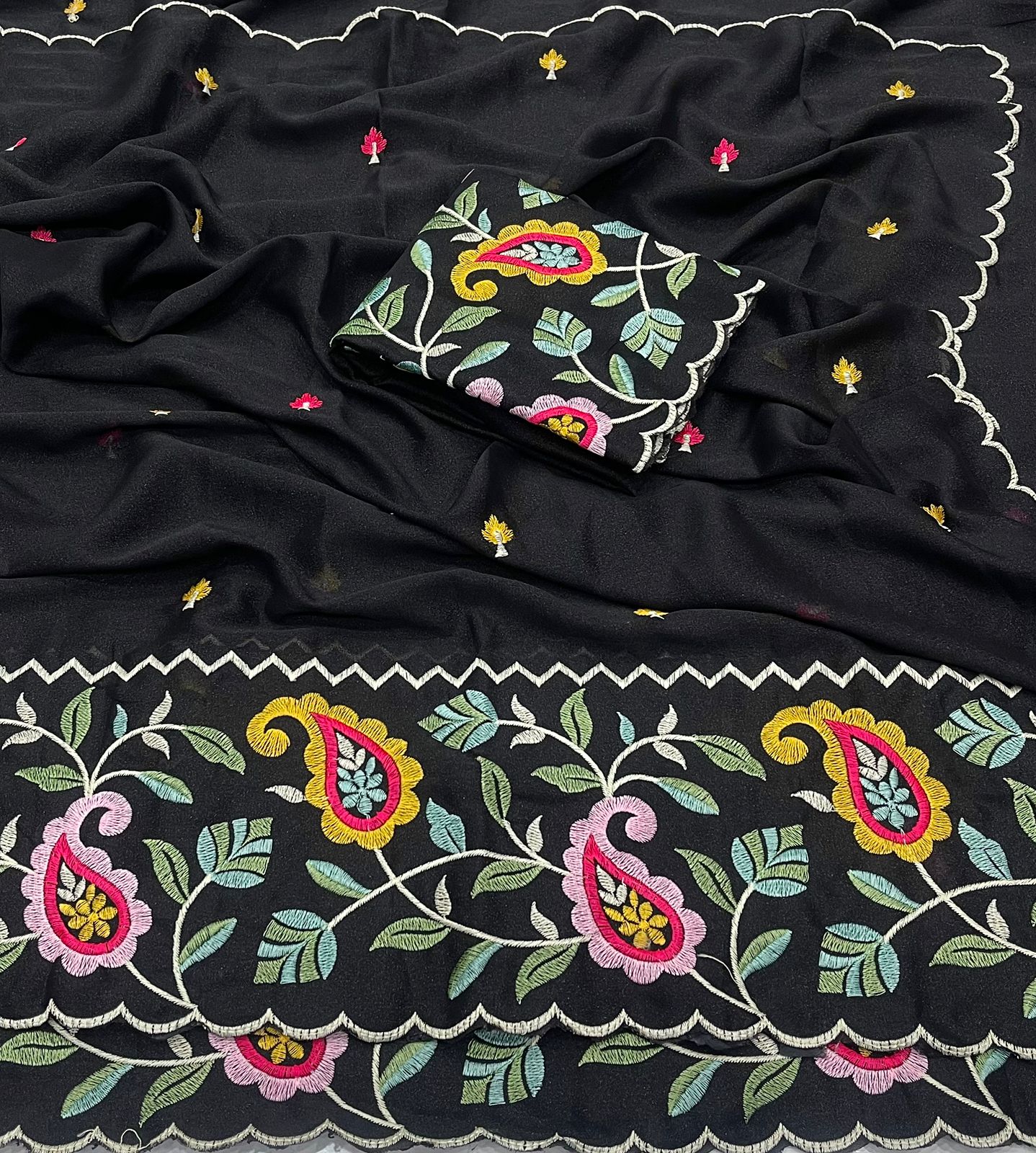 Embroidered work Saree