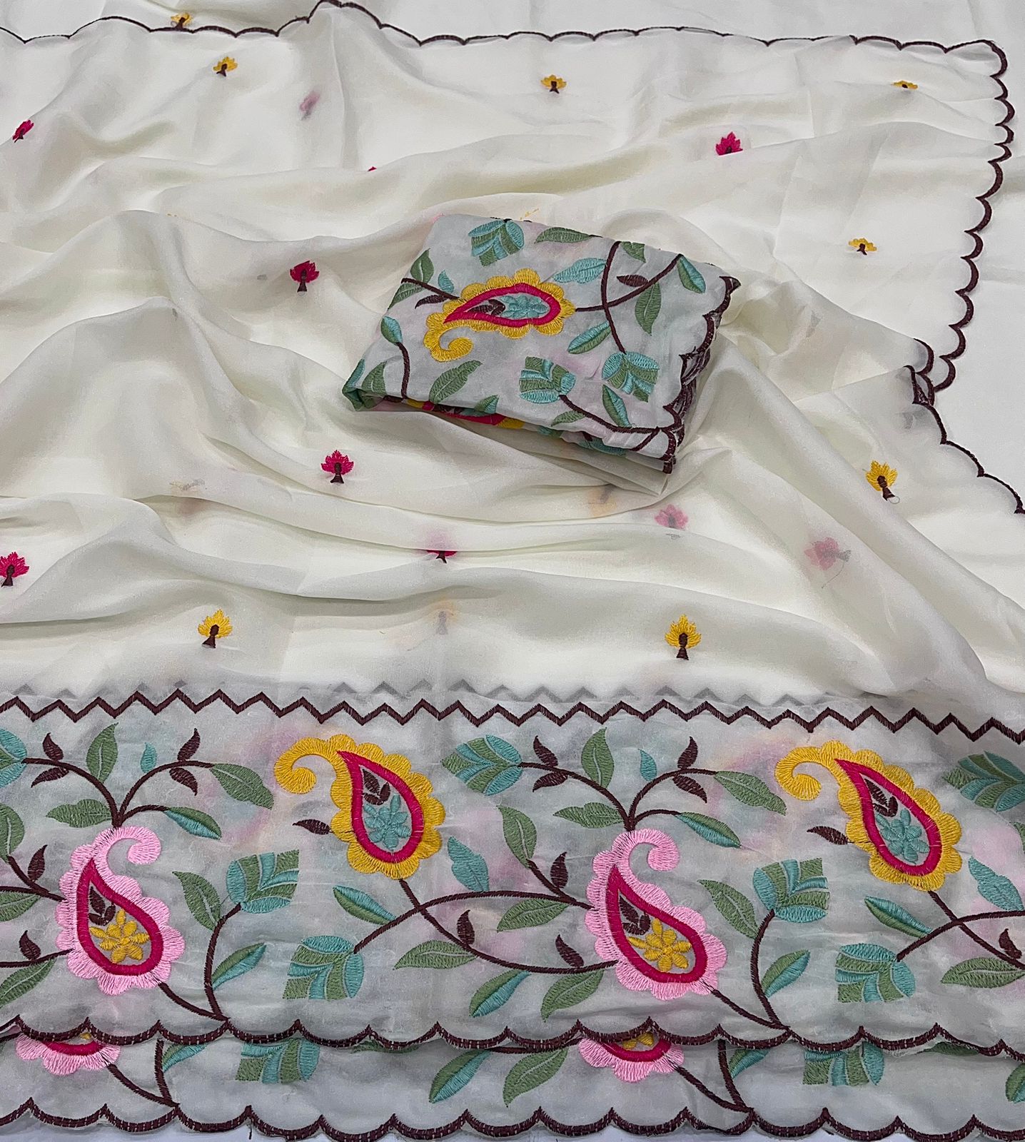 Embroidered work Saree