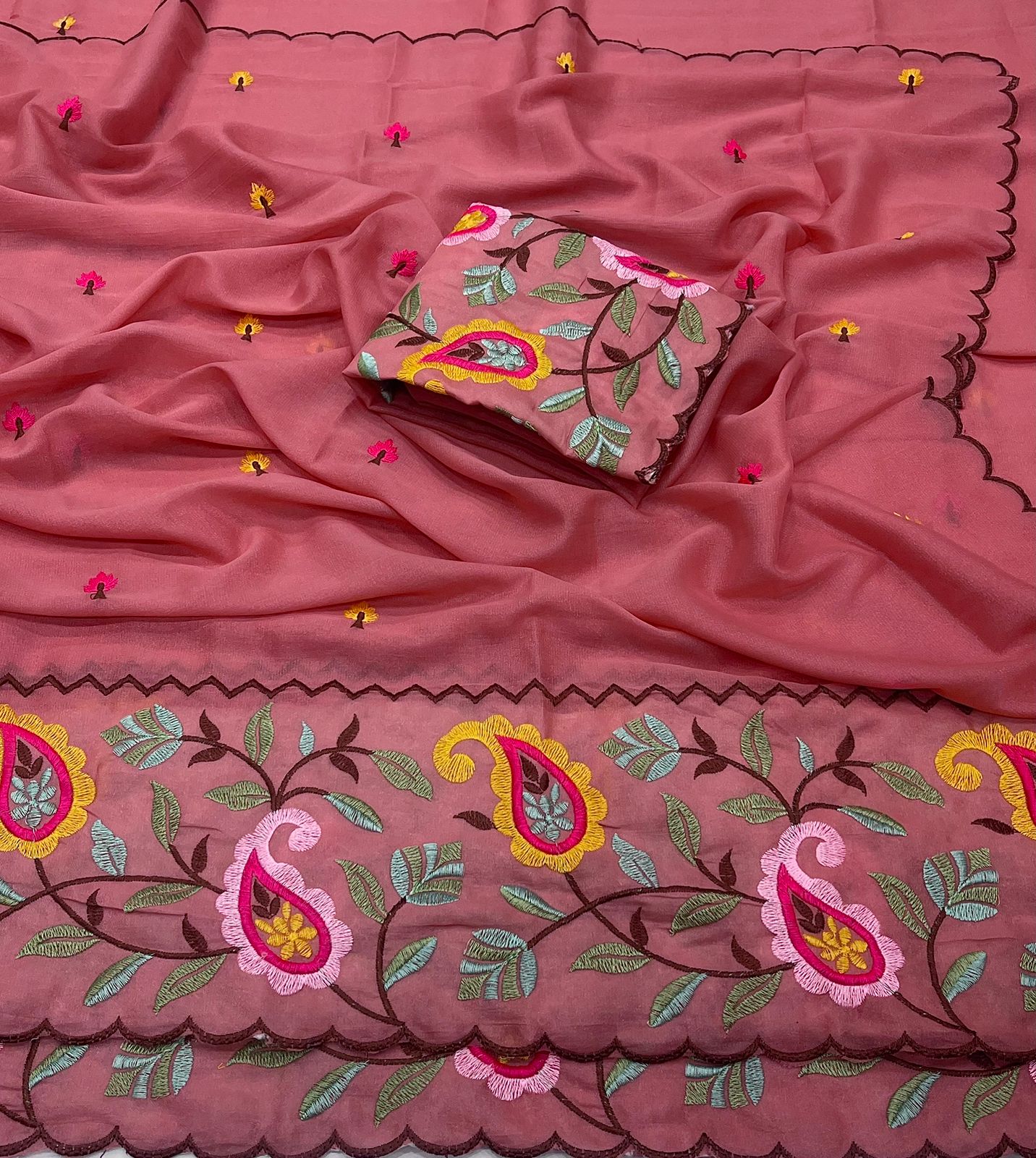 Embroidered work Saree 