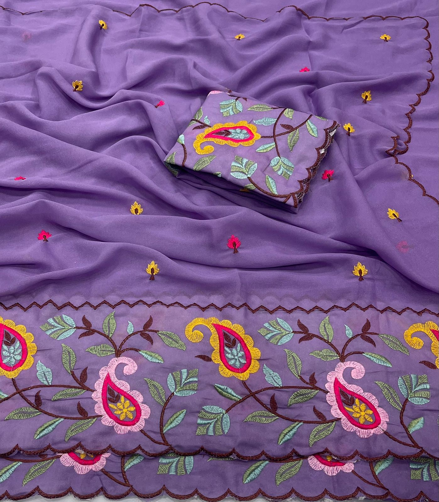 Embroidered work Saree