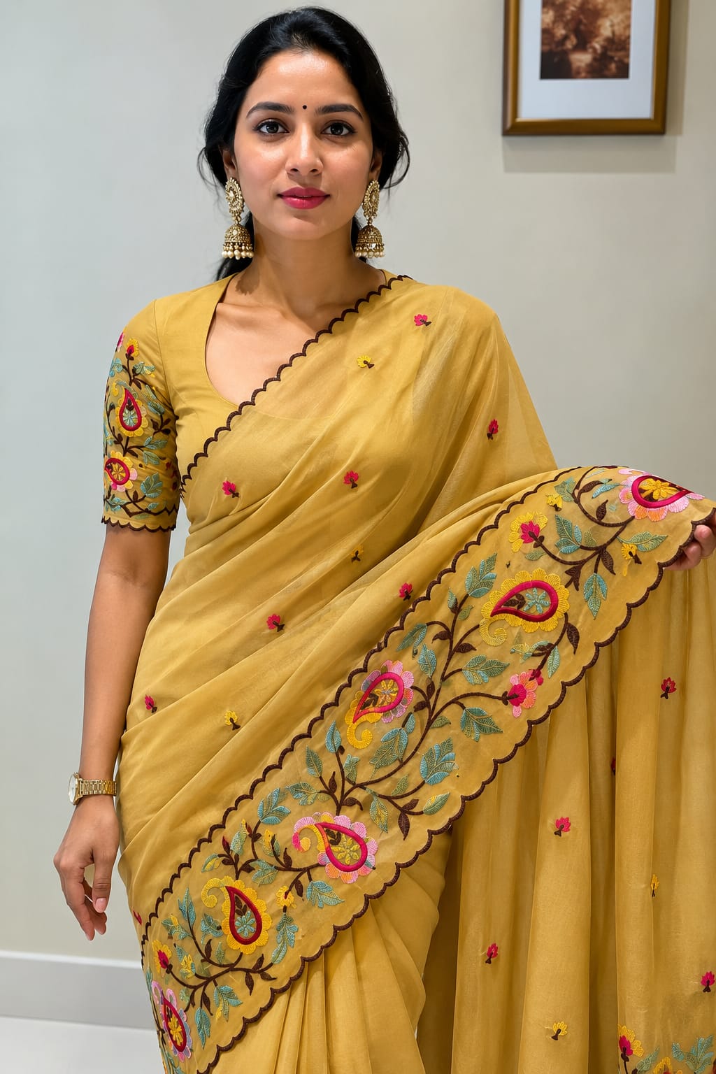 Embroidered work Saree 