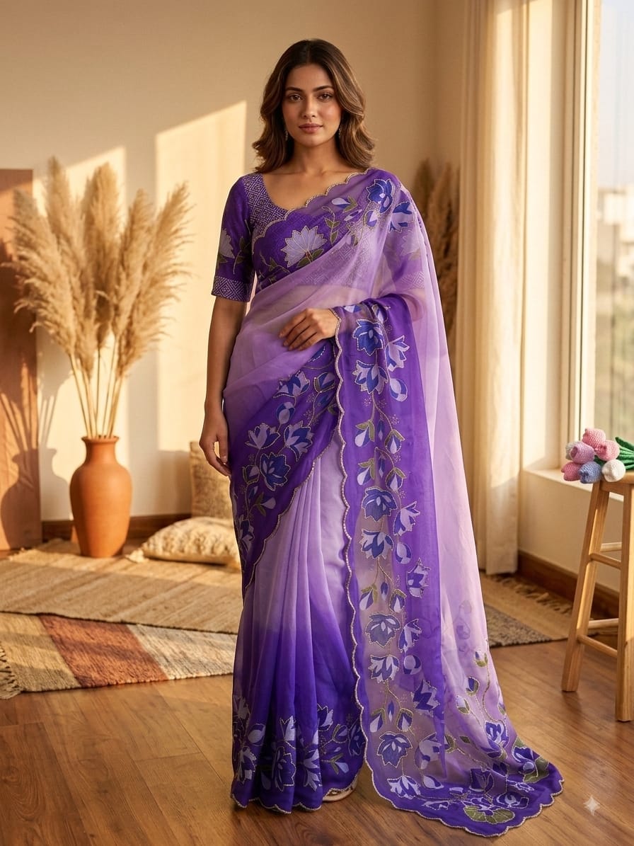sequins saree