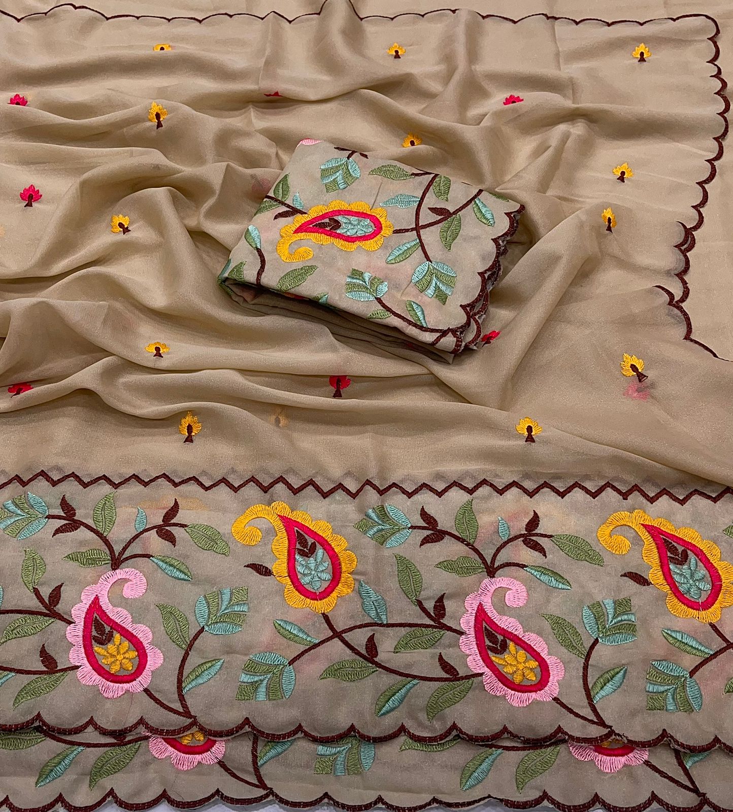 Embroidered work Saree